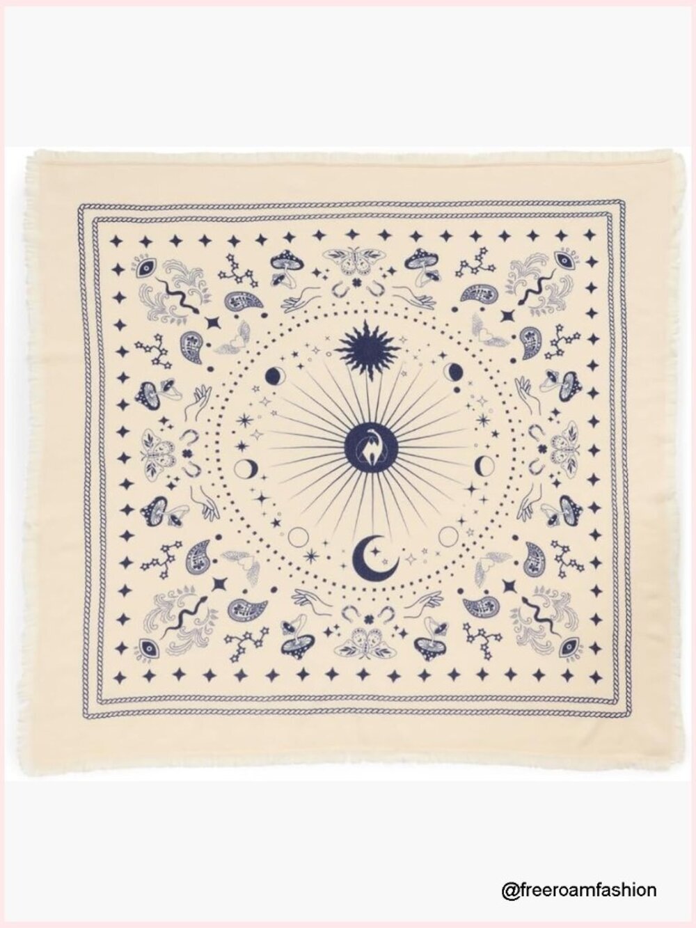 Lightweight Cashmere Knit Bandana Scarf with Fringe Trim
